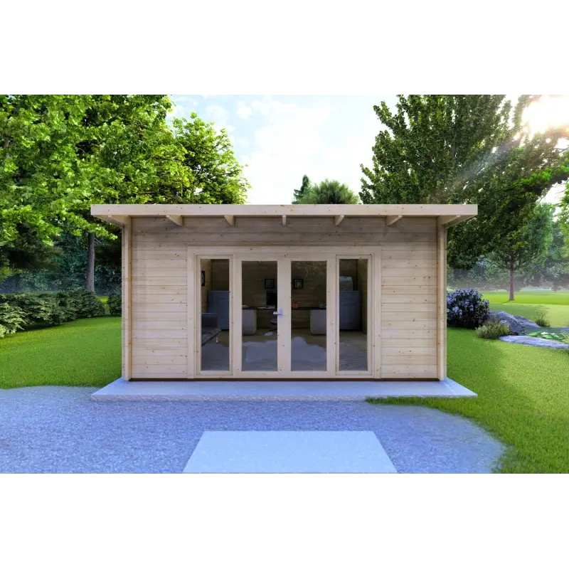 Moderne Gartenhaus ELISA 5x5, 44mm, Frontansicht