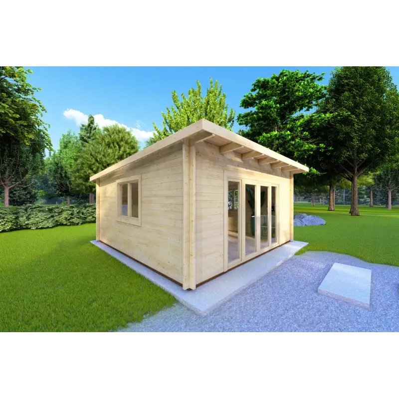 Moderne Gartenhaus ELISA 5x5, 44mm, linke Seite