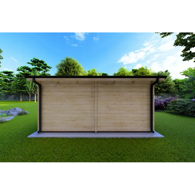 Moderne Gartenhaus ELISA 5x5, 44mm, Rückansicht