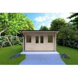 Moderne Gartenhaus AZZURRA 4x3, 44mm, Frontansicht