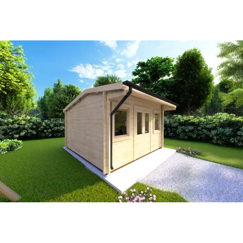 Moderne Gartenhaus AZZURRA 4x3, 44mm, linke Seite