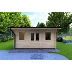 Moderne Gartenhaus AZZURRA 5x4, 44mm, Frontansicht