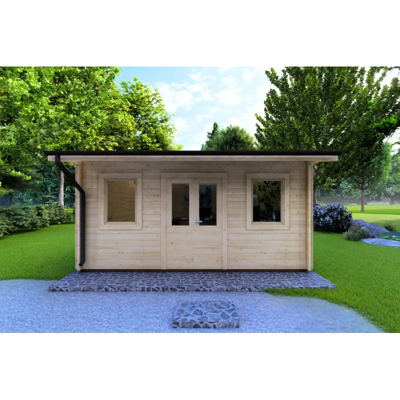 Moderne Gartenhaus AZZURRA 5x4, 44mm, Frontansicht