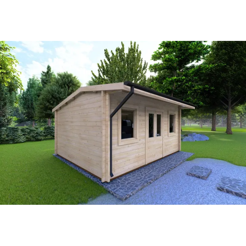 Moderne Gartenhaus AZZURRA 5x4, 44mm, linke Seite