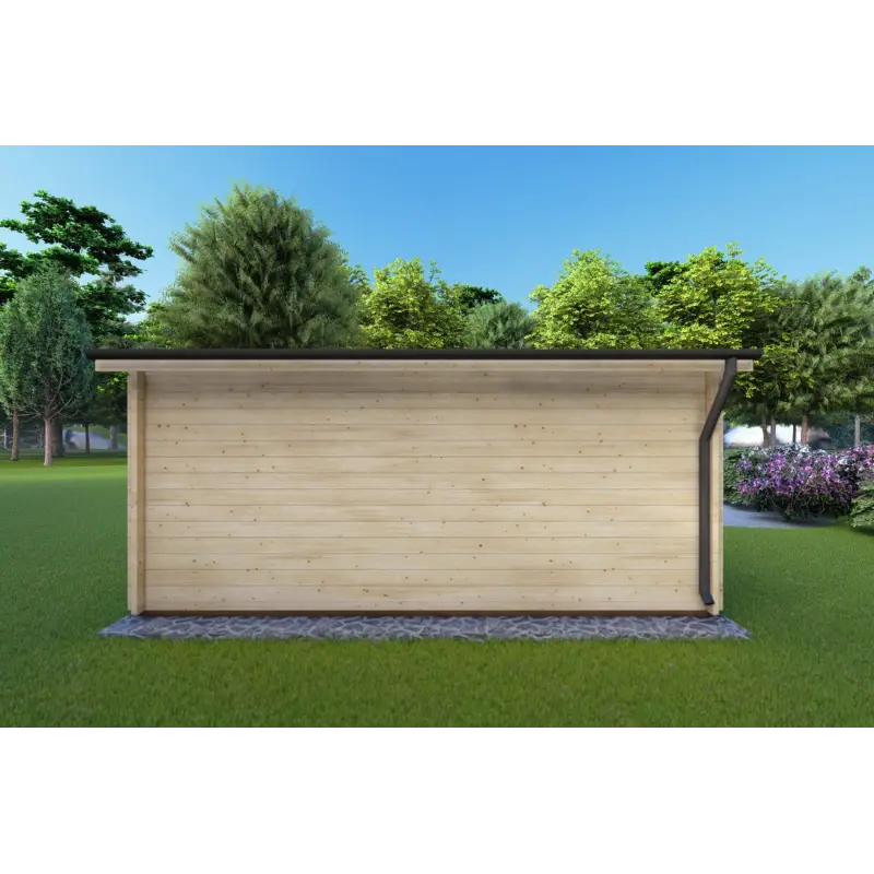 Moderne Gartenhaus AZZURRA 5x4, 44mm, Rückansicht