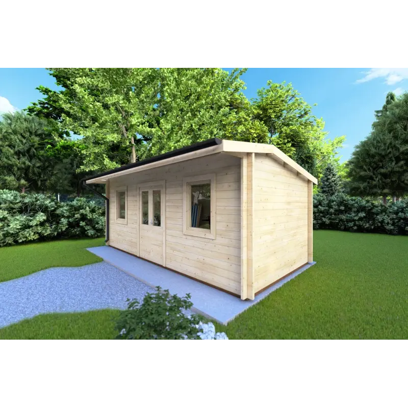 Gartenhaus Holz AZZURRA 6x3, 44mm, Frontansicht rechte Seite