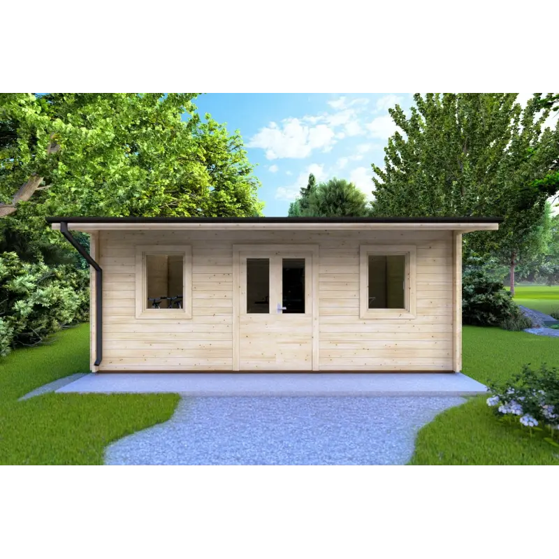Gartenhaus Holz AZZURRA 6x3, 44mm, Frontansicht