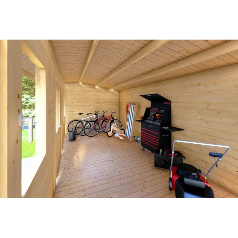Gartenhaus Holz AZZURRA 6x3, 44mm, Innenansicht