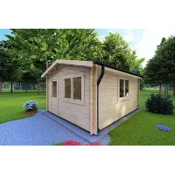 Gartenhaus Holz ANNA 4x5, 44mm, Frontansicht rechte Seite