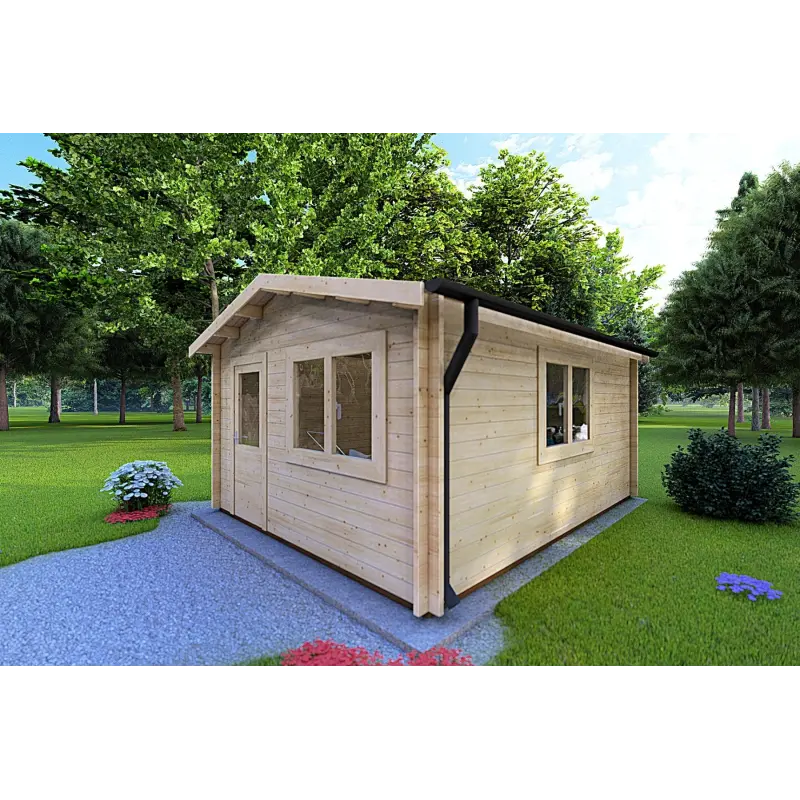 Gartenhaus Holz ANNA 4x5, 44mm, Frontansicht rechte Seite