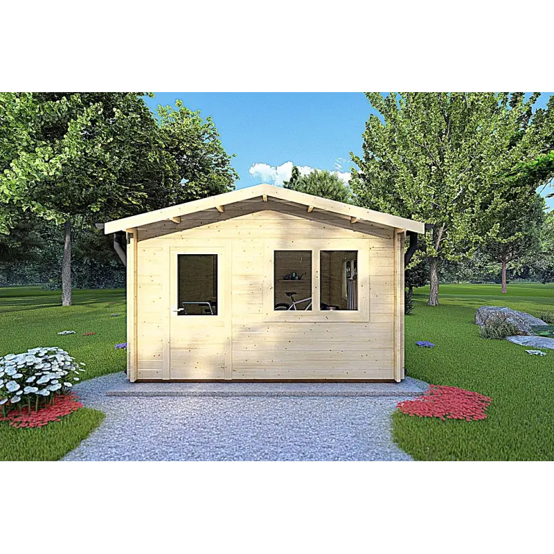 Gartenhaus Holz ANNA 4x5, 44mm, Frontansicht