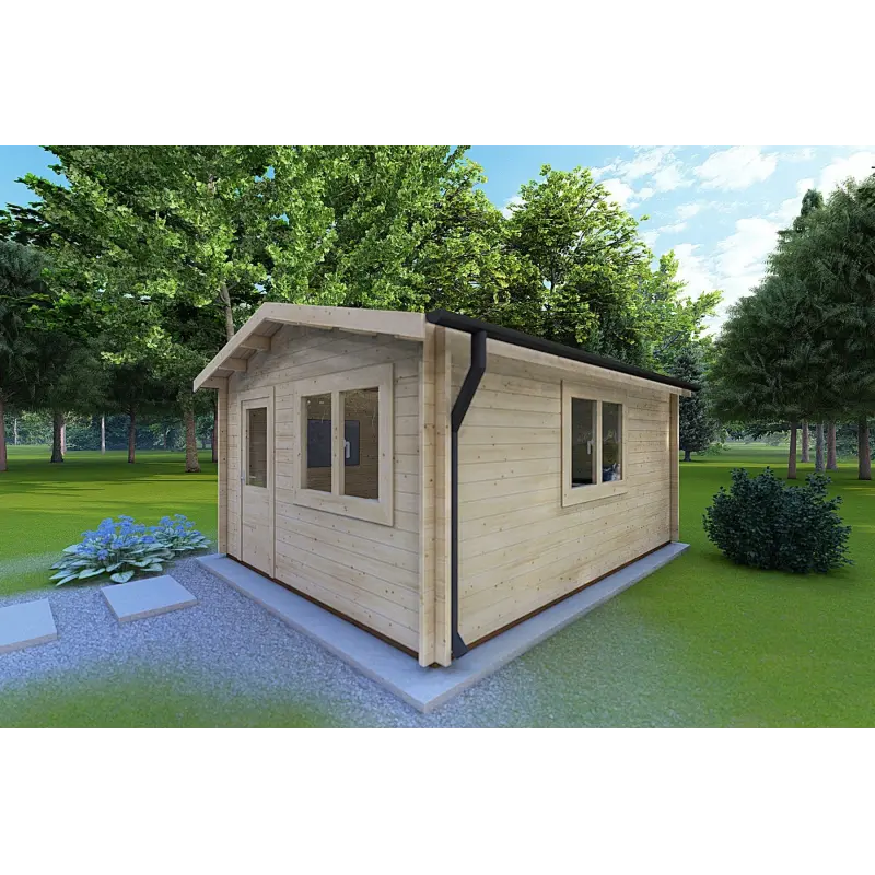 Moderne Gartenhaus ANNA 4x5, 44mm, Frontansicht rechte Seite