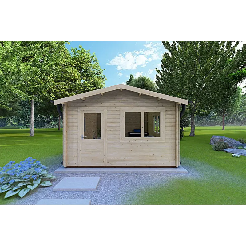 Moderne Gartenhaus ANNA 4x5, 44mm, Frontansicht