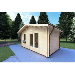 Gartenhaus Holz EMILY 5x3, 44mm, Frontansicht rechte Seite