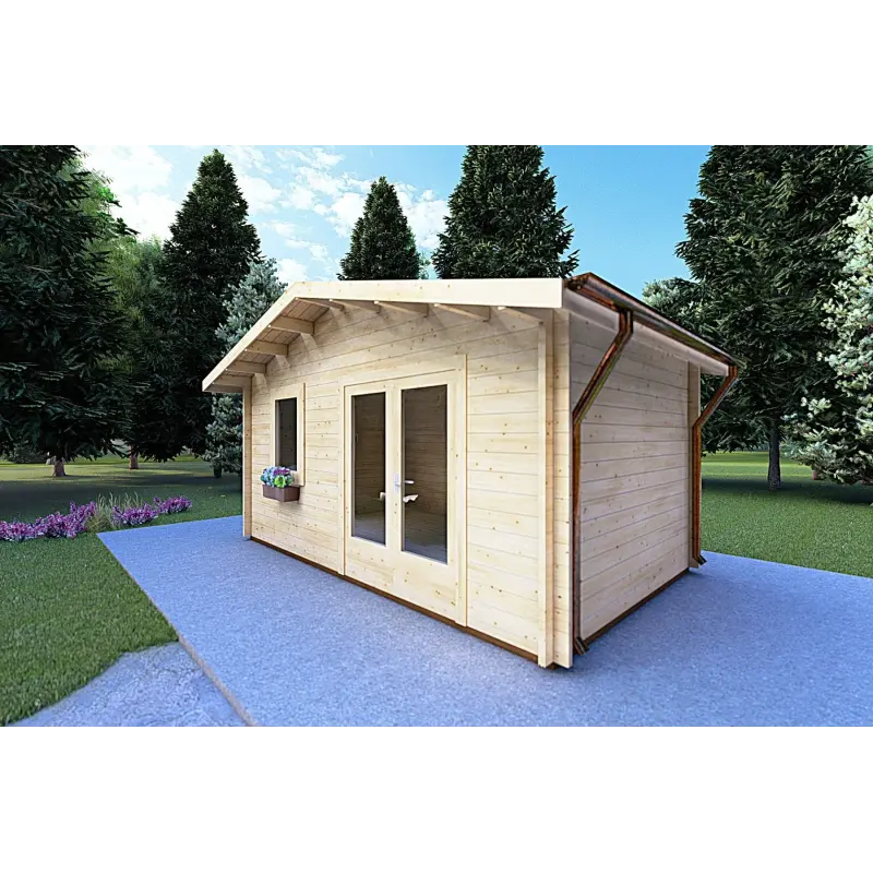 Gartenhaus Holz EMILY 5x3, 44mm, Frontansicht rechte Seite