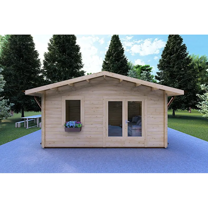 Gartenhaus Holz EMILY 5x3, 44mm, Frontansicht