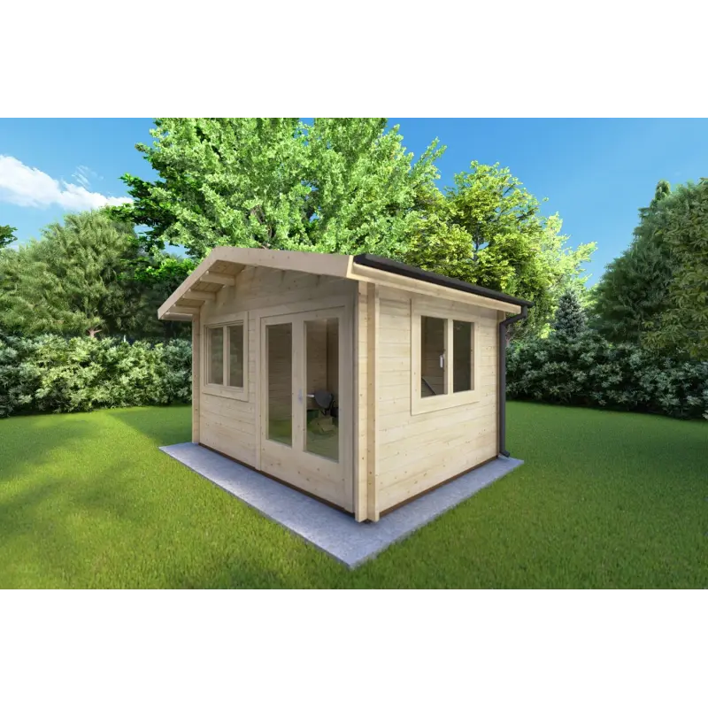 Gartenhaus Holz LELLA 4x3, 44mm, Frontansicht rechte Seite