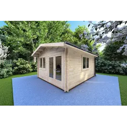 Gartenhaus LELLA 4x6, 44mm, Frontansicht rechte Seite