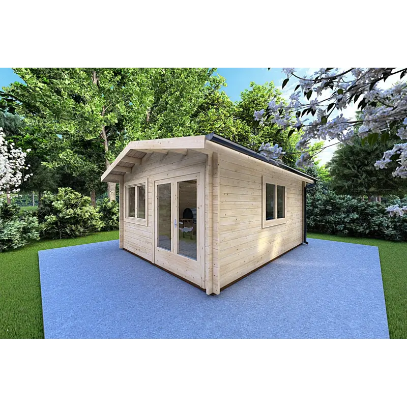 Gartenhaus LELLA 4x6, 44mm, Frontansicht rechte Seite
