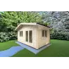 Moderne Gartenhaus LELLA 5x4, 44mm, Frontansicht rechte Seite