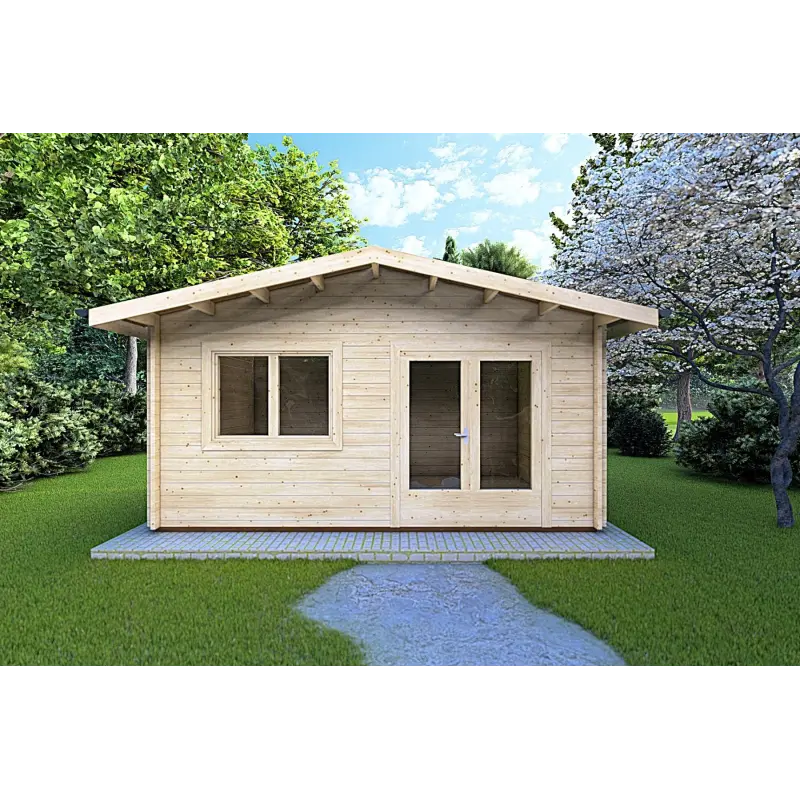 Moderne Gartenhaus LELLA 5x4, 44mm, Frontansicht