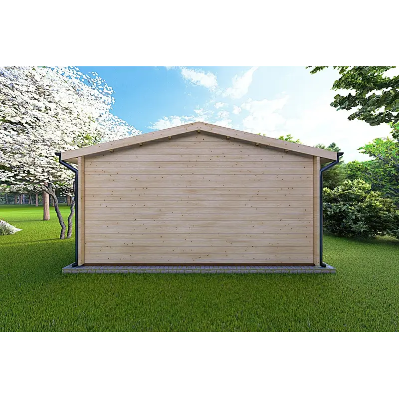 Moderne Gartenhaus LELLA 5x4, 44mm, Rückansicht