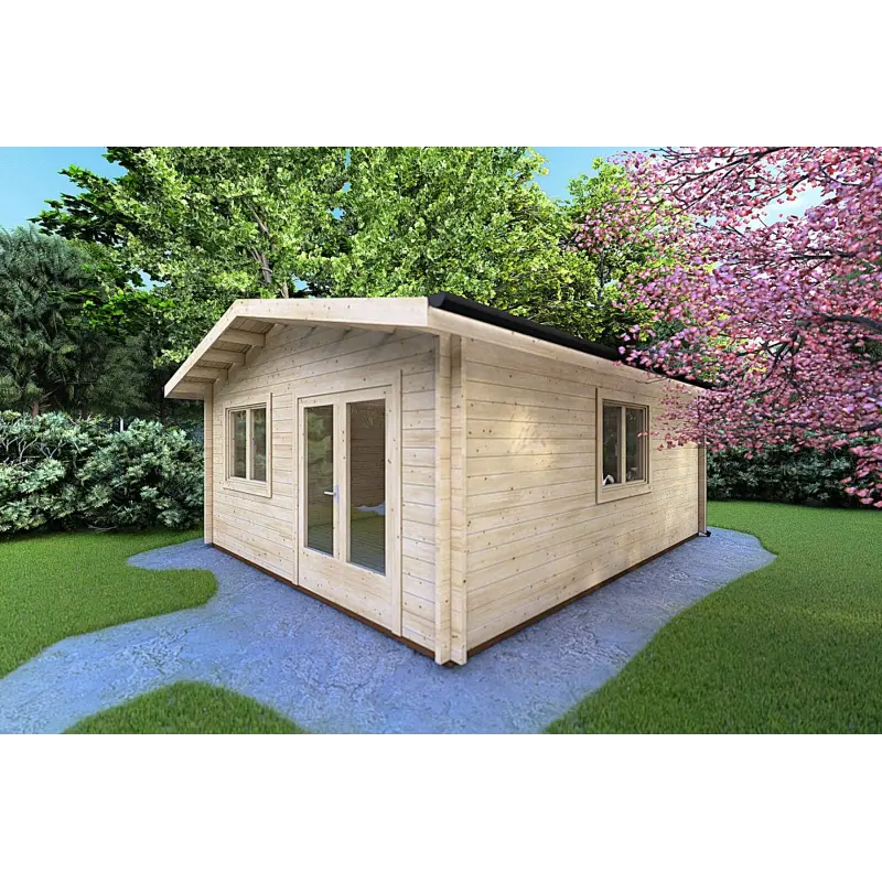 Gartenhaus Holz LELLA 5x6, 44mm, Frontansicht rechte Seite