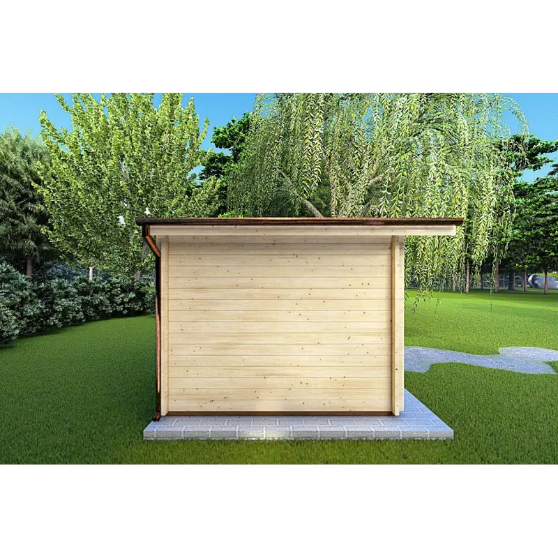 Moderne Gartenhaus LELLA 6x3, 44mm, linke Seite