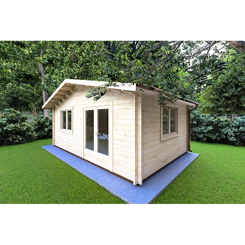 Moderne Gartenhaus LELLA 6x5, 44mm, Frontansicht