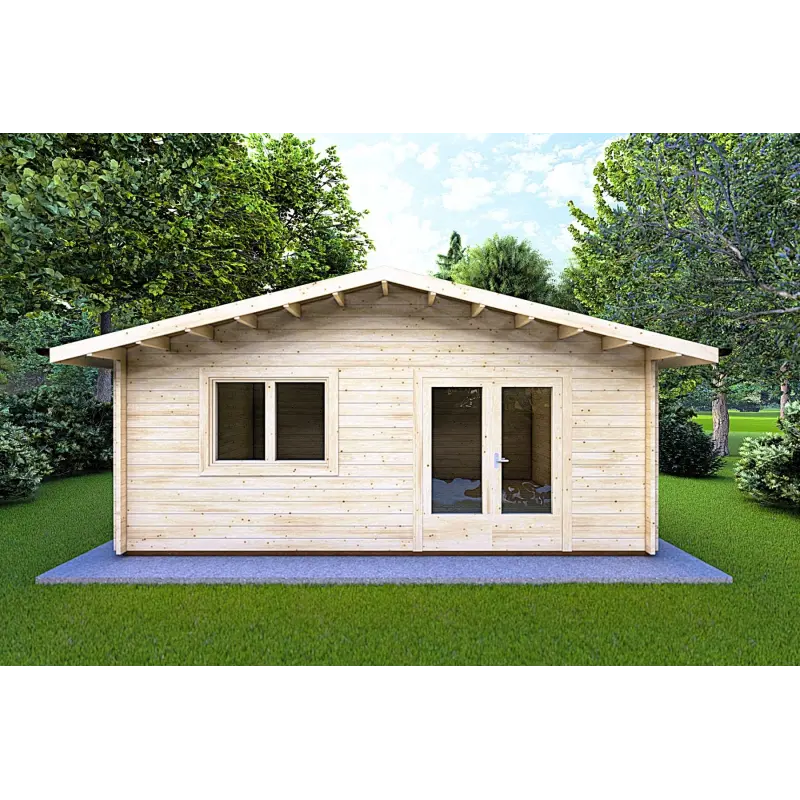 Moderne Gartenhaus LELLA 6x5, 44mm, Frontansicht