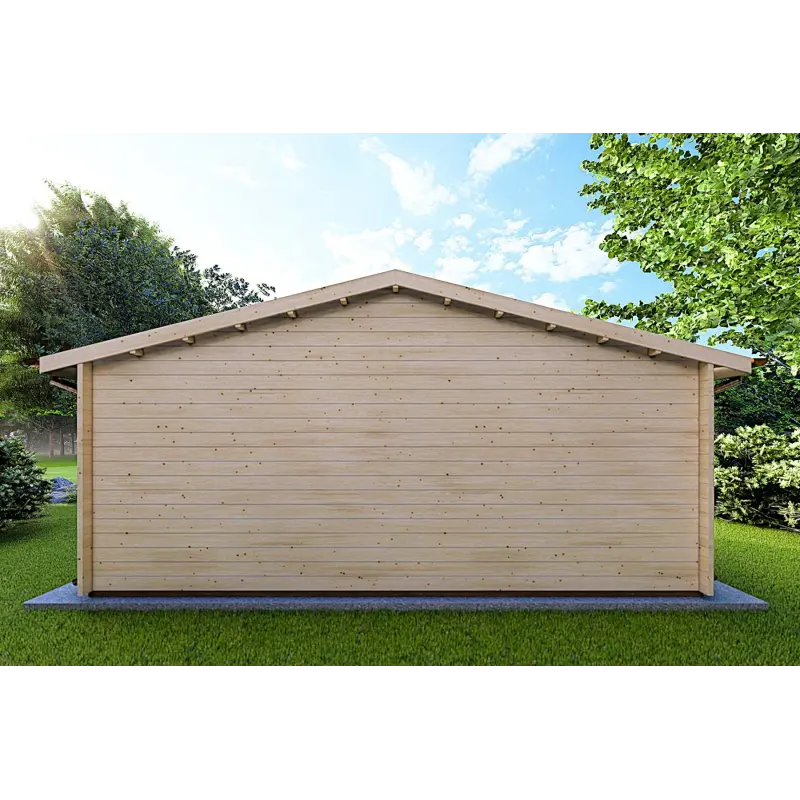Moderne Gartenhaus LELLA 6x5, 44mm, Rückansicht