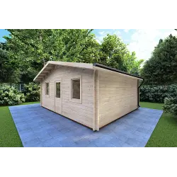 Moderne Gartenhaus CHIARA 6x4, 44mm, Frontansicht rechte Seite