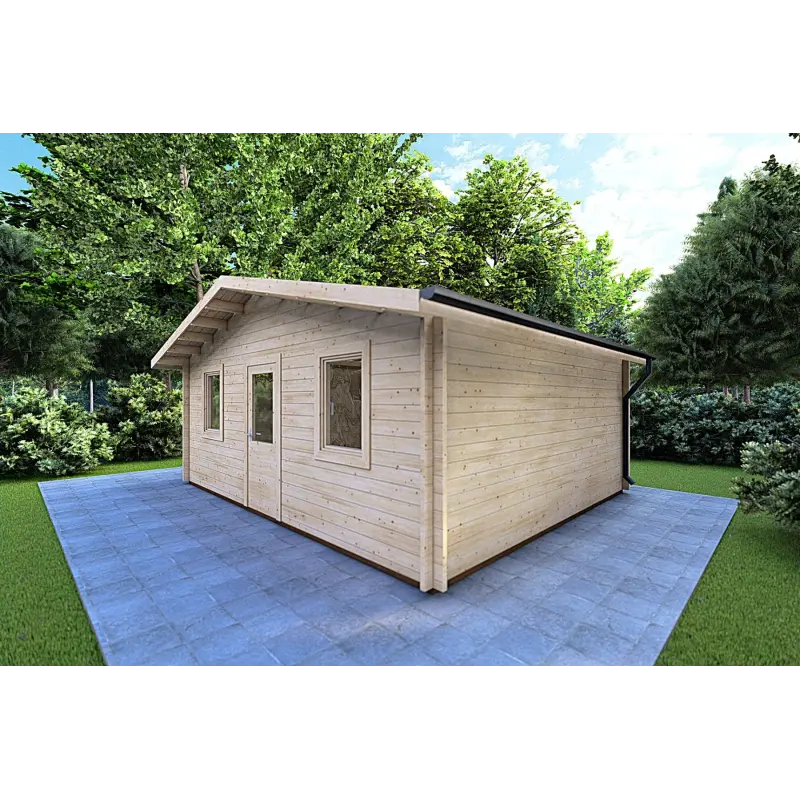 Moderne Gartenhaus CHIARA 6x4, 44mm, Frontansicht rechte Seite