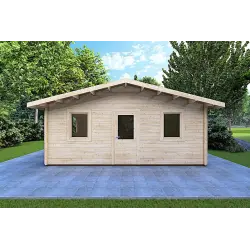 Moderne Gartenhaus CHIARA 6x4, 44mm, Frontansicht