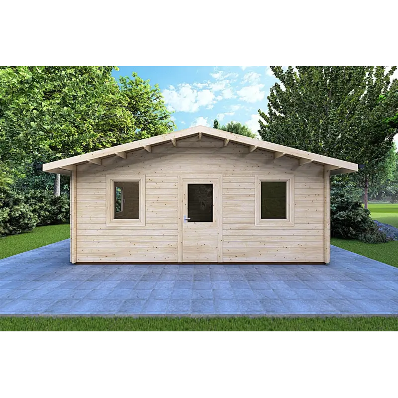 Moderne Gartenhaus CHIARA 6x4, 44mm, Frontansicht