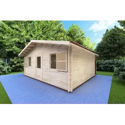 Gartenhaus Holz CHIARA 6x5, 44mm, Frontansicht rechte Seite