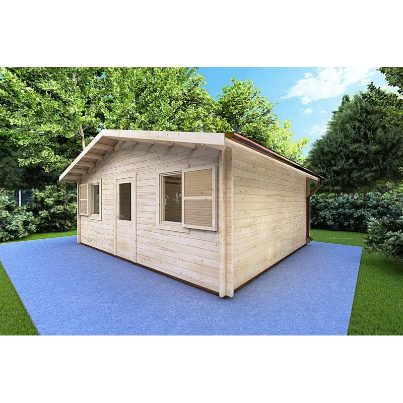 Gartenhaus Holz CHIARA 6x5, 44mm, Frontansicht rechte Seite