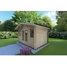 Moderne Gartenhaus ARIZONA 4x3, 44mm, Frontansicht rechte Seite