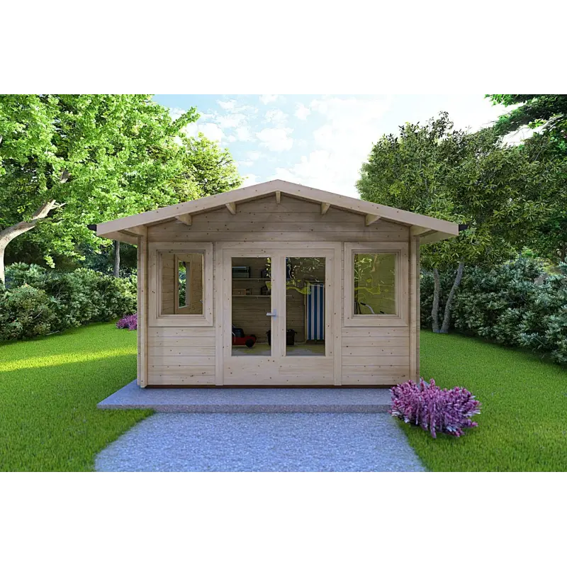 Moderne Gartenhaus ARIZONA 4x3, 44mm, Frontansicht