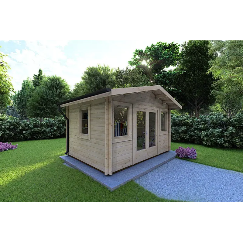 Moderne Gartenhaus ARIZONA 4x3, 44mm, Frontansicht linke Seite