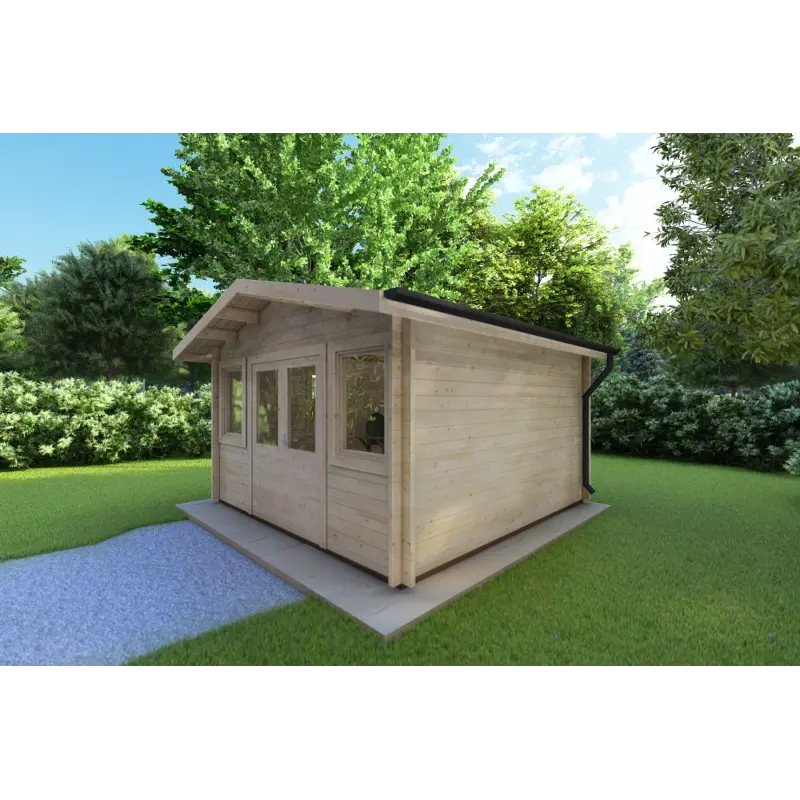 Gartenhaus Holz ARIZONA 4x4, 44mm, Frontansicht rechte Seite