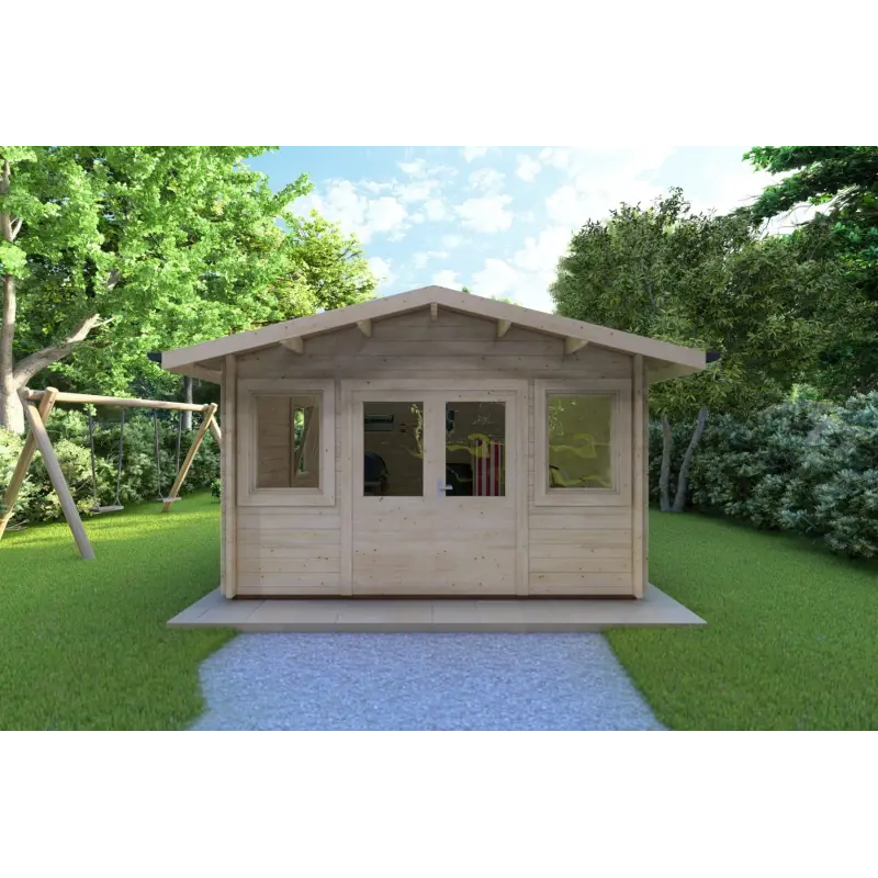 Gartenhaus Holz ARIZONA 4x4, 44mm, Frontansicht