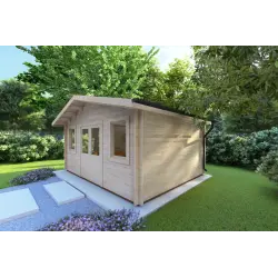 Moderne Gartenhaus ARIZONA 5x4, 44mm, Frontansicht rechte Seite