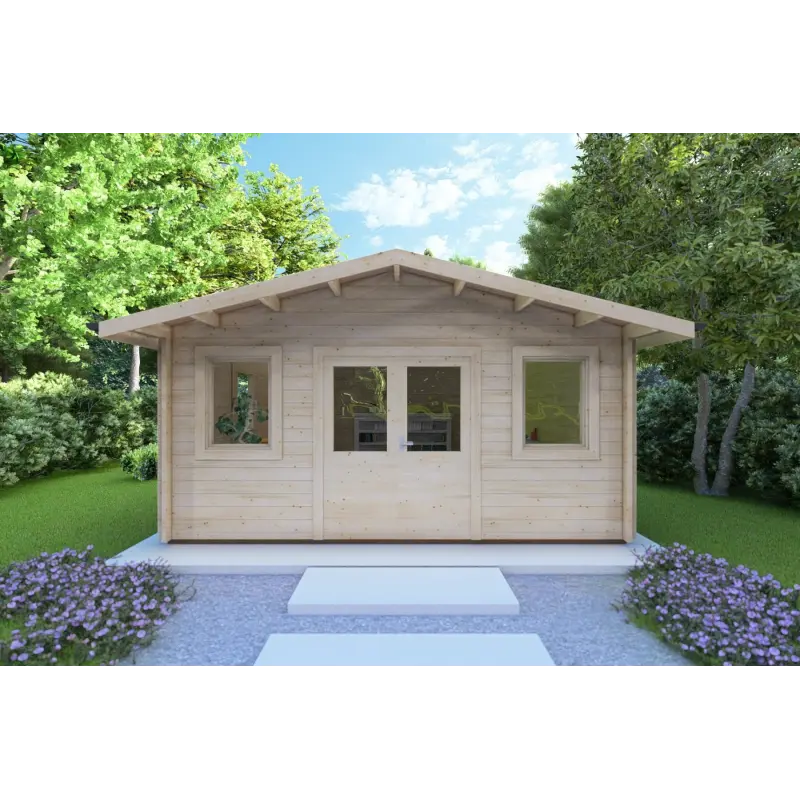 Moderne Gartenhaus ARIZONA 5x4, 44mm, Frontansicht