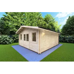 Gartenhaus Holz ARIZONA 5x6, 44mm, Frontansicht rechte Seite