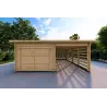 Garage aus Holz mit Überdachung 6x6, 44mm, Frontansicht