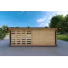 Garage aus Holz mit Überdachung 6x6, 44mm, Rückansicht