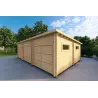 Garage aus Holz mit drei Stellplätzen 9x6, 44mm, Frontansicht rechte Seite