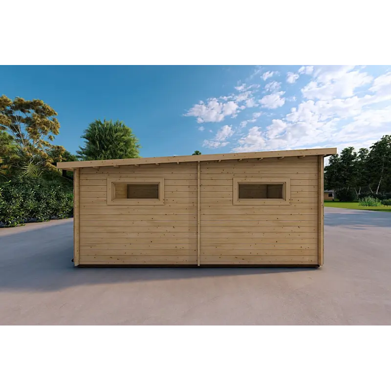 Garage aus Holz mit drei Stellplätzen 9x6, 44mm, linke Seite