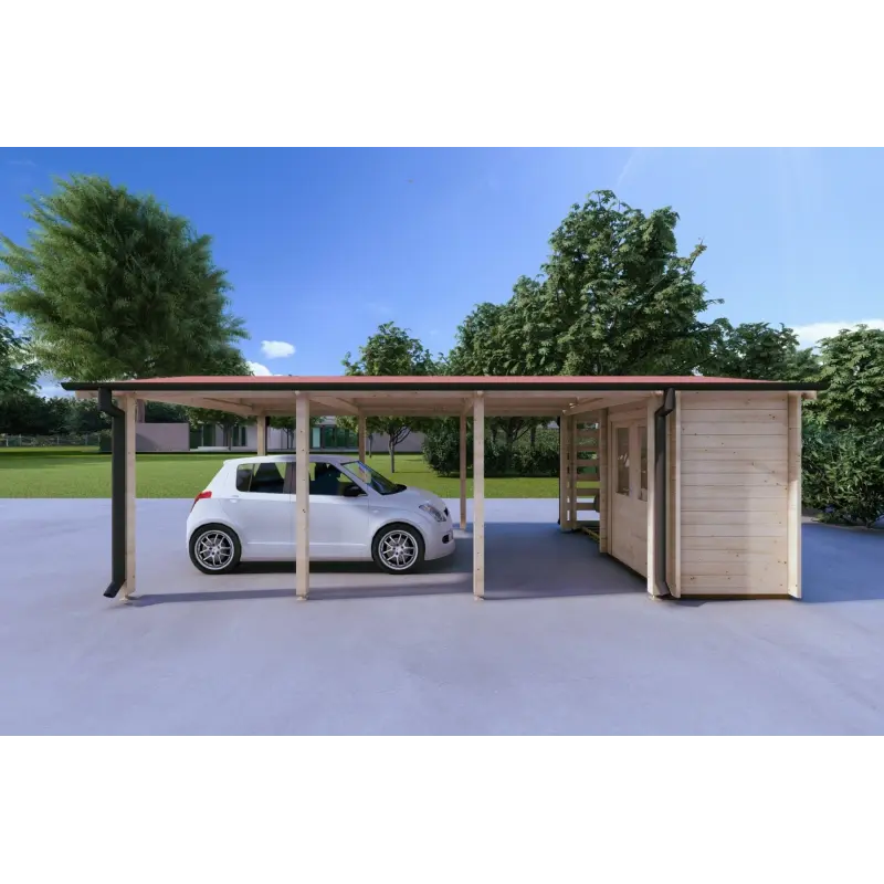 Überdachung aus Holz 24 m², 44mm, rechte Seite